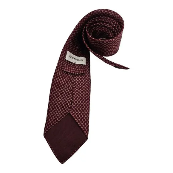 GIORGIO ARMANI Bordeaux Geometric Silk Tie ITALY 62/ 3.6 EC